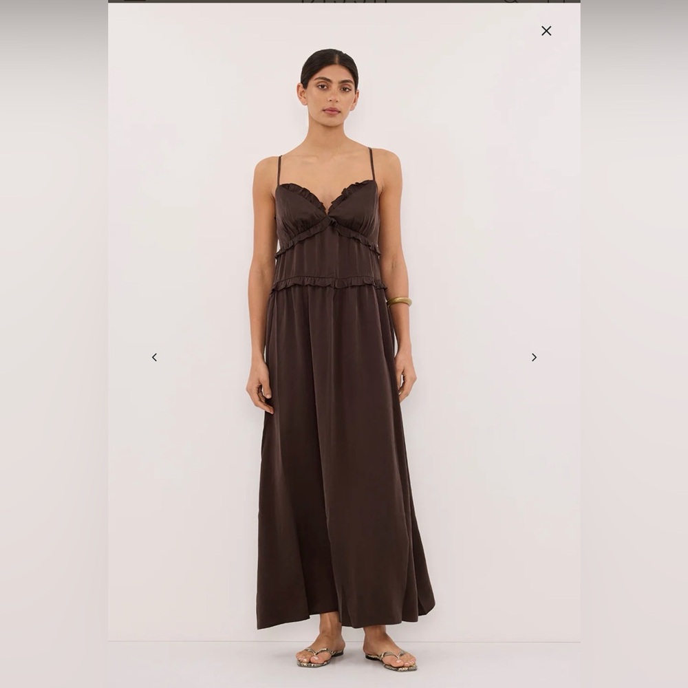 NWT DISSH Lena Bitter Chocolate Silk Sleeveless Maxi Dress